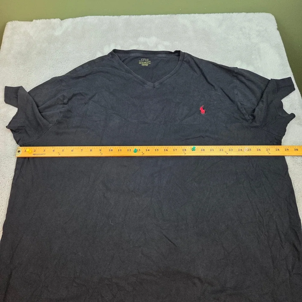 Polo Ralph Lauren V-Neck T-Shirt Mens 3XB Big & Tall Pony Logo Basic Black Tee